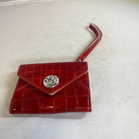 Brighton Card Case Phone "Twister" Red Moc Croc Leather New Tags Retail 75.00 - Picture 1 of 3